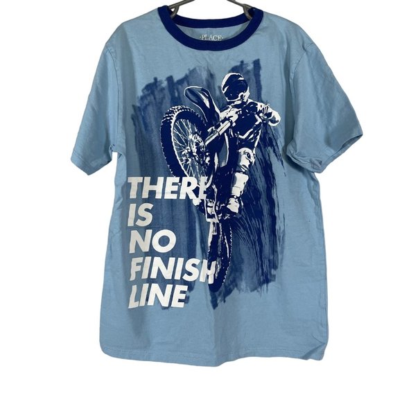 Childrens Place Boys Size L (10/12) Ringer Tee Motocross There is no Finish Line - Picture 1 of 4